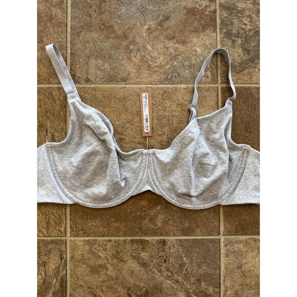 Skims Cotton Jersey Bra Light Heather Grey Size 44DD - Picture 4 of 9